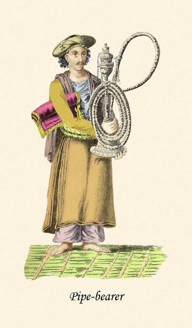 حامل الغليون مع الغليون أو الشيشة بواسطة فنان غير معروف