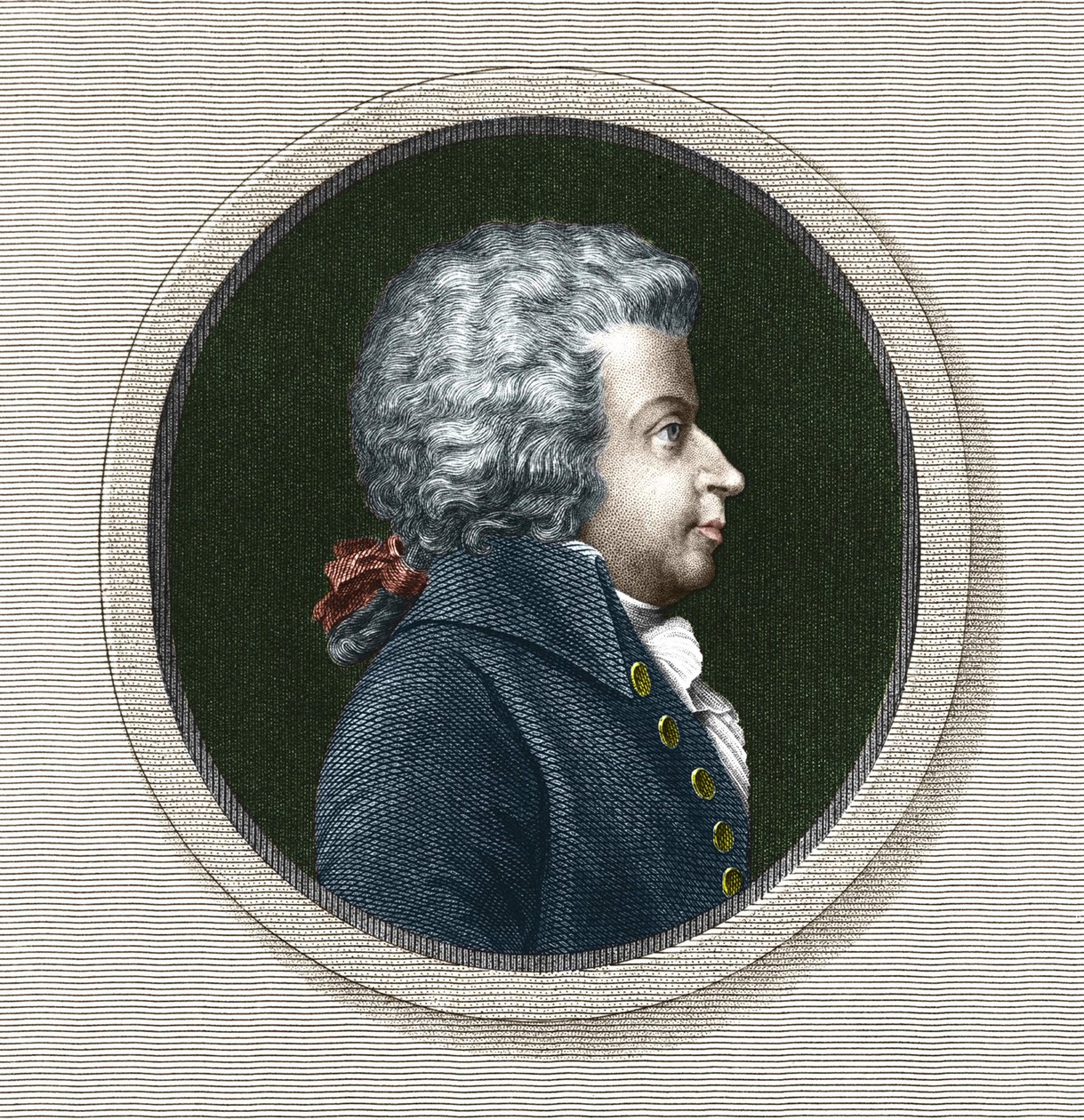 Portarit بواسطة Wolfgang Amadeus Mozart (1756-1791) - Grav. القرن ال 19 بواسطة فنان غير معروف