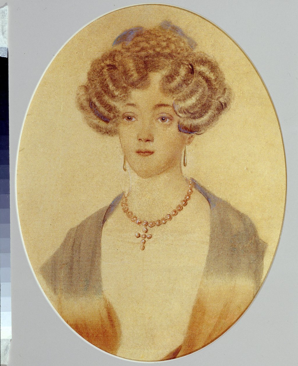 صورة إيكاترينا نيكولايفنا جونشاروفا (1809-1843). أخت زوجة ألكسندر بوشكين (1799-1837). عمل مجهول ، ألوان مائية على ورق بواسطة فنان غير معروف