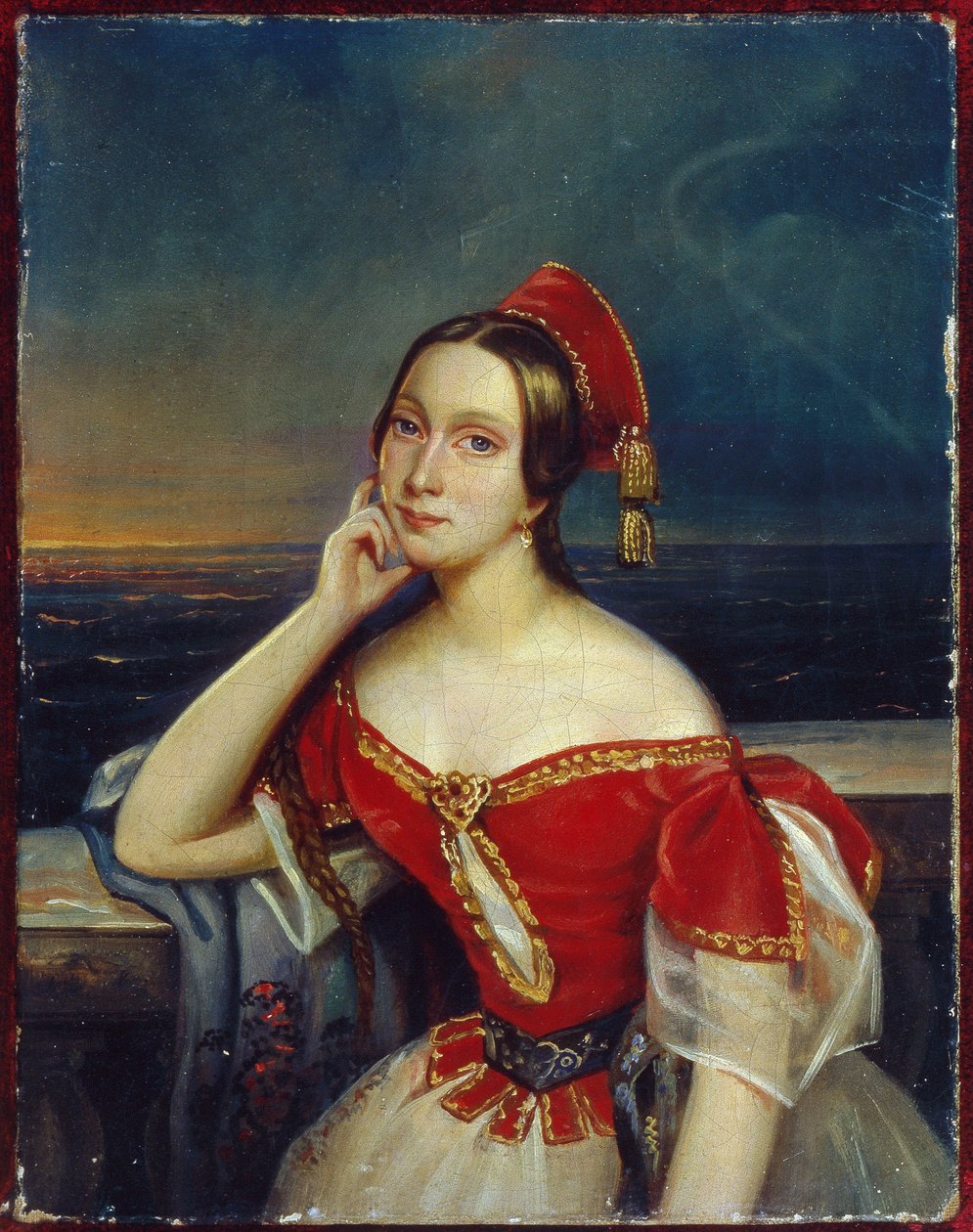 صورة راقصة الباليه ماري تاجليوني (1804-1884) (صورة راقصة الباليه إم. تاغليوني). لوحة مجهولة ، زيت على قماش. صورة القرن التاسع عشر ، الرومانسية. الدولة المركزية متحف مسرح بخروشين ، موسكو. بواسطة فنان غير معروف