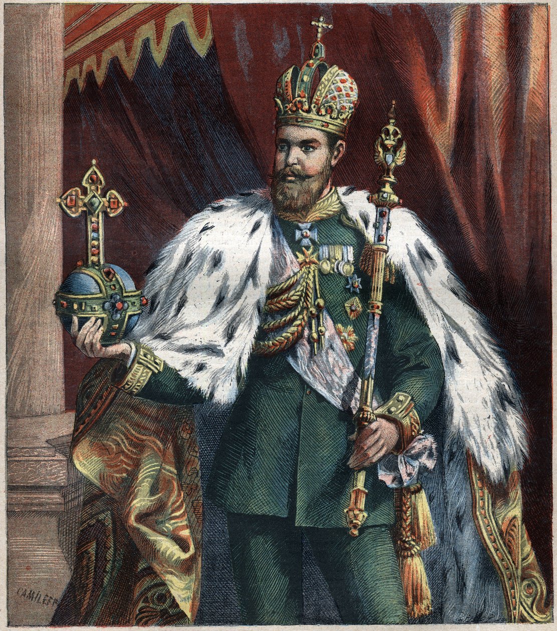 صورة على قدم الإسكندر الثالث (1845-1895) ، إمبراطور روسيا نقش عام 1892. بواسطة فنان غير معروف
