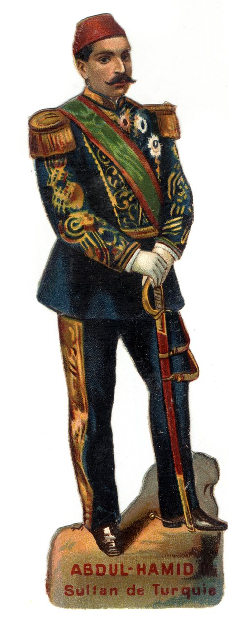 Portrait of Abdulhamid II (Abd ul Hamid, Abd-ul-Hamid, Abdulhemit, Abdul Hamid, Abdul Hamid, Abd al-Hamid, Abd al-Hamid) (1842-1918), Sultan Ottoman (Turkey). Late chromolithography of the 19th century. Private Collection بواسطة فنان غير معروف