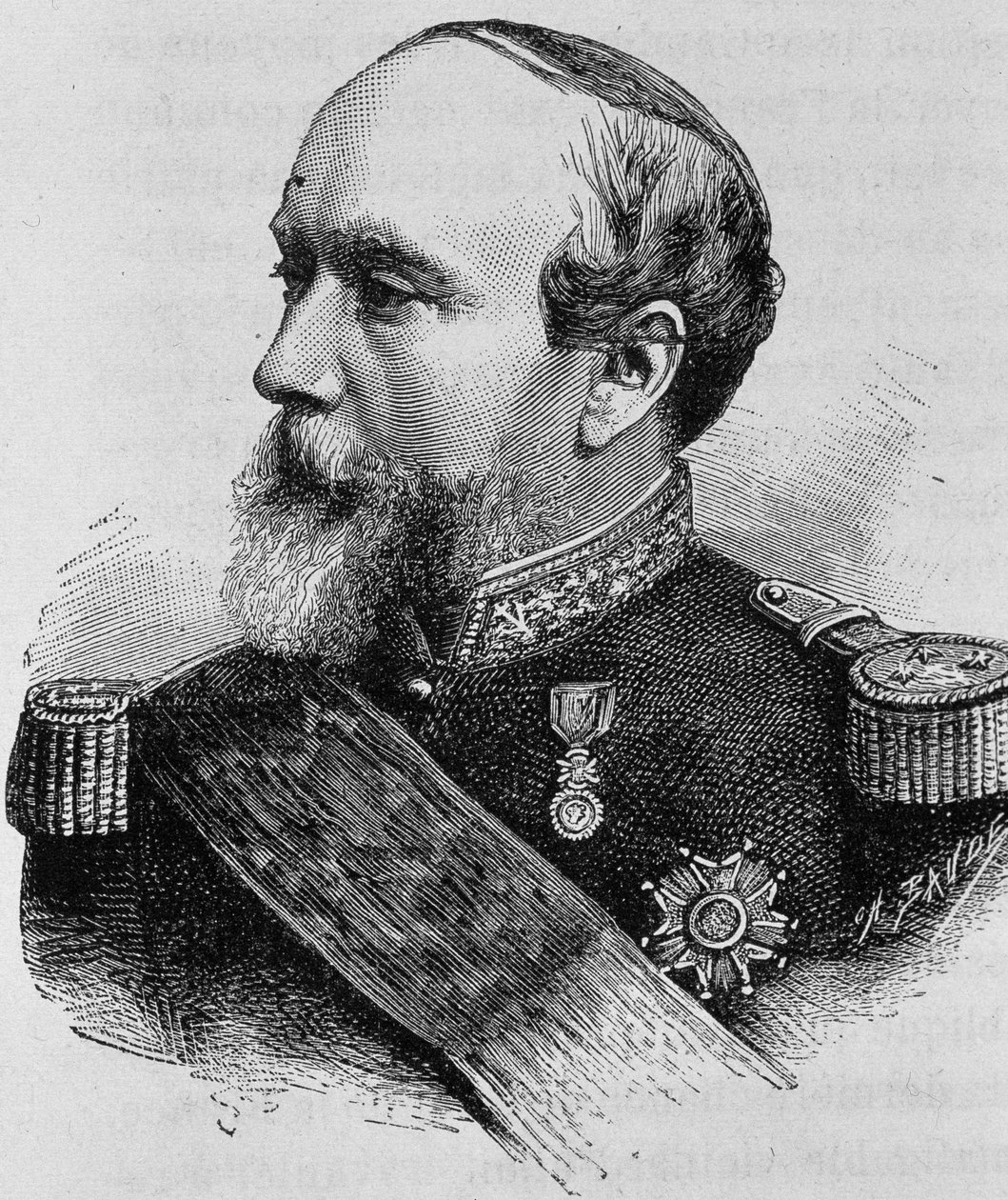 صورة للأدميرال بوثواو (1815-1882). نقش نهاية القرن التاسع عشر في "هيستوار دو فرانس" له. مارتن. بواسطة فنان غير معروف