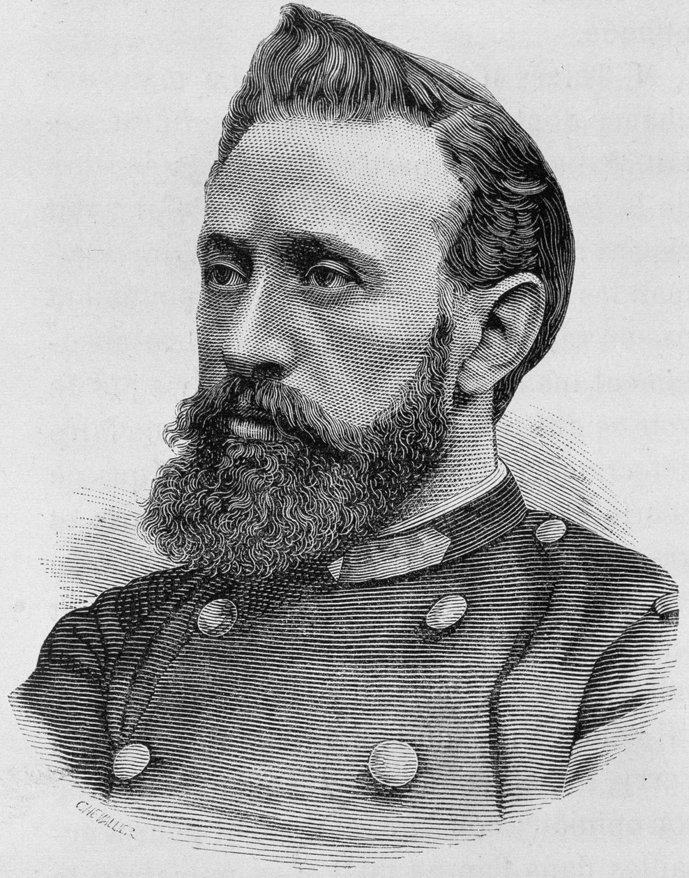 صورة لأدولف ألفونس عاصي (1840 - 1886). نقش نهاية القرن التاسع عشر في "هيستوار دو فرانس" له. مارتن. بواسطة فنان غير معروف