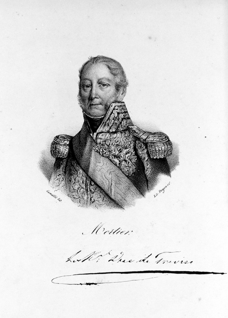 صورة لأدولف إدوارد كازيمير جوزيف مورتييه ، دوق تريفيزو ، المشير والسياسي الفرنسي (1768 - 1835). نقش القرن التاسع عشر. بواسطة فنان غير معروف