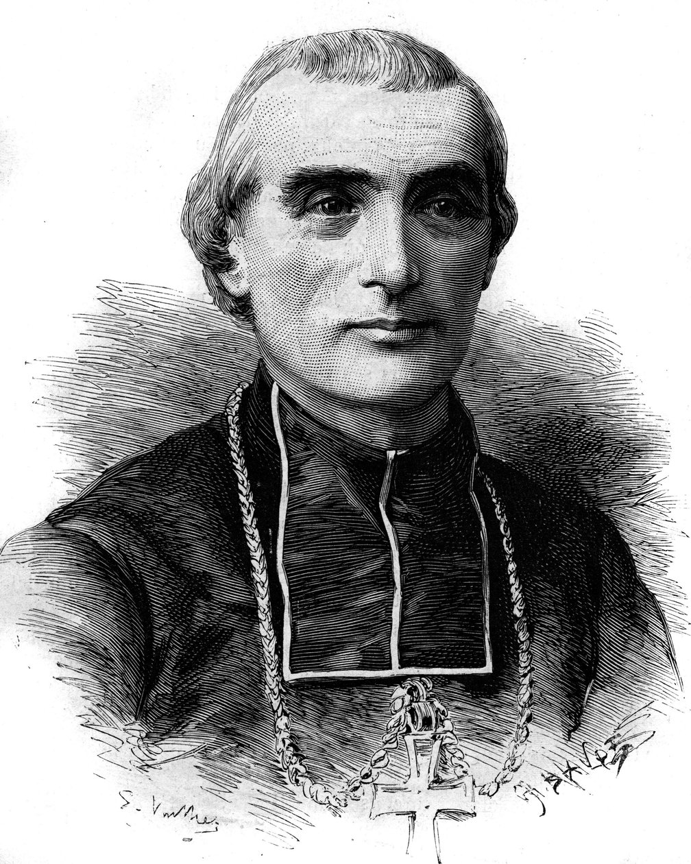 صورة لأدولف بيرود (1828-1906) ، رجل الكنيسة والأكاديمي الفرنسي. نقش في "" Le Monde Illustré "" رقم 1316 بتاريخ 17 يونيو 1882. بواسطة فنان غير معروف