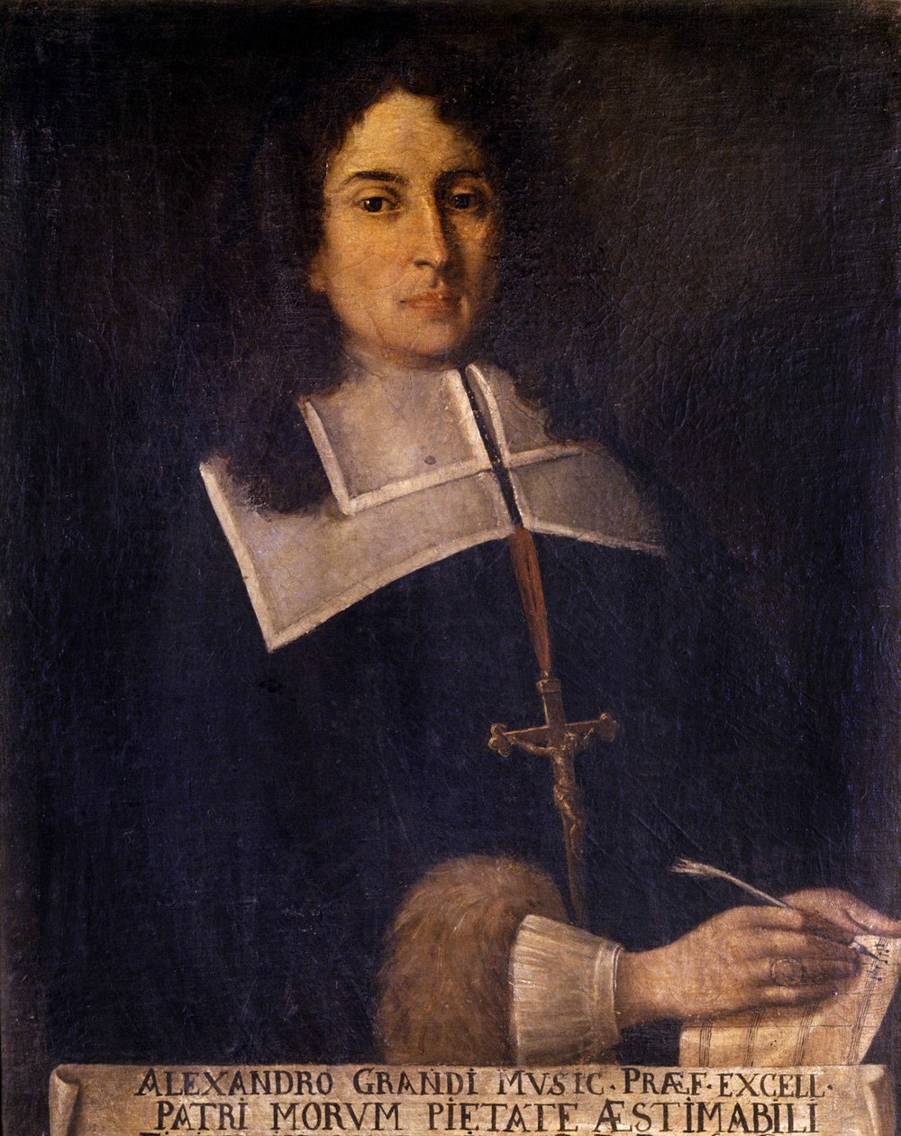 صورة لألساندرو غراندي (1577-1630) الملحن الإيطالي. بواسطة فنان غير معروف