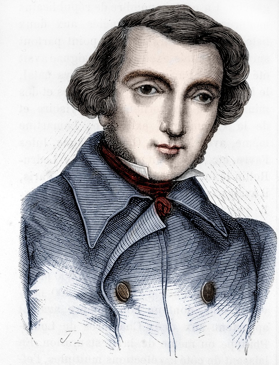 صورة ألكسيس دي توكفيل (1805-1859) ، مؤرخ وسياسي فرنسي. نقش القرن التاسع عشر. بواسطة فنان غير معروف