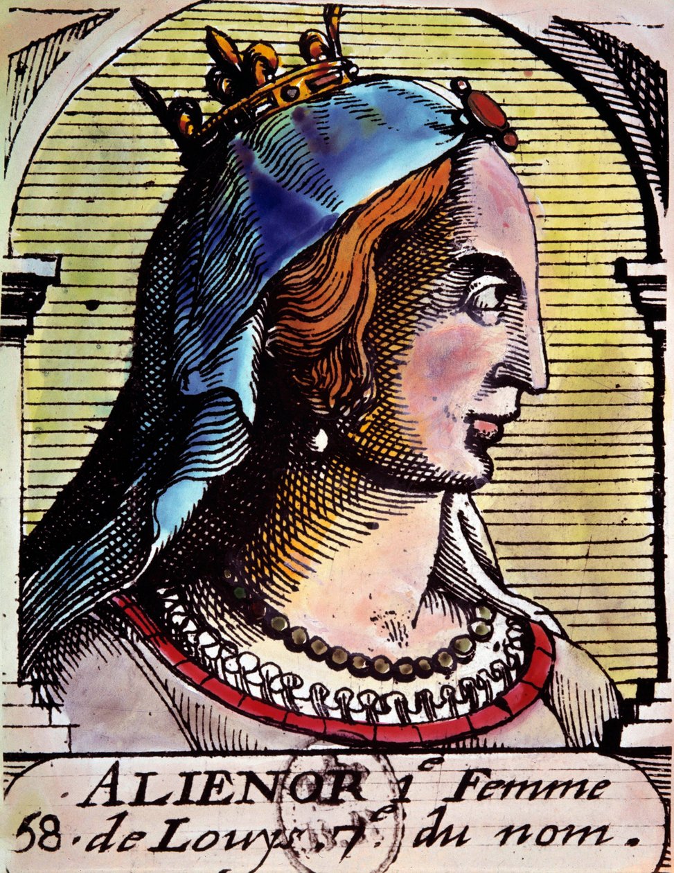 صورة شخصية من Alienor d'Aquitaine (1122-1204) (وتسمى أيضًا Elonore de Guyenne) ، ملكة فرنسا. نقش. بي إن باريس بواسطة فنان غير معروف
