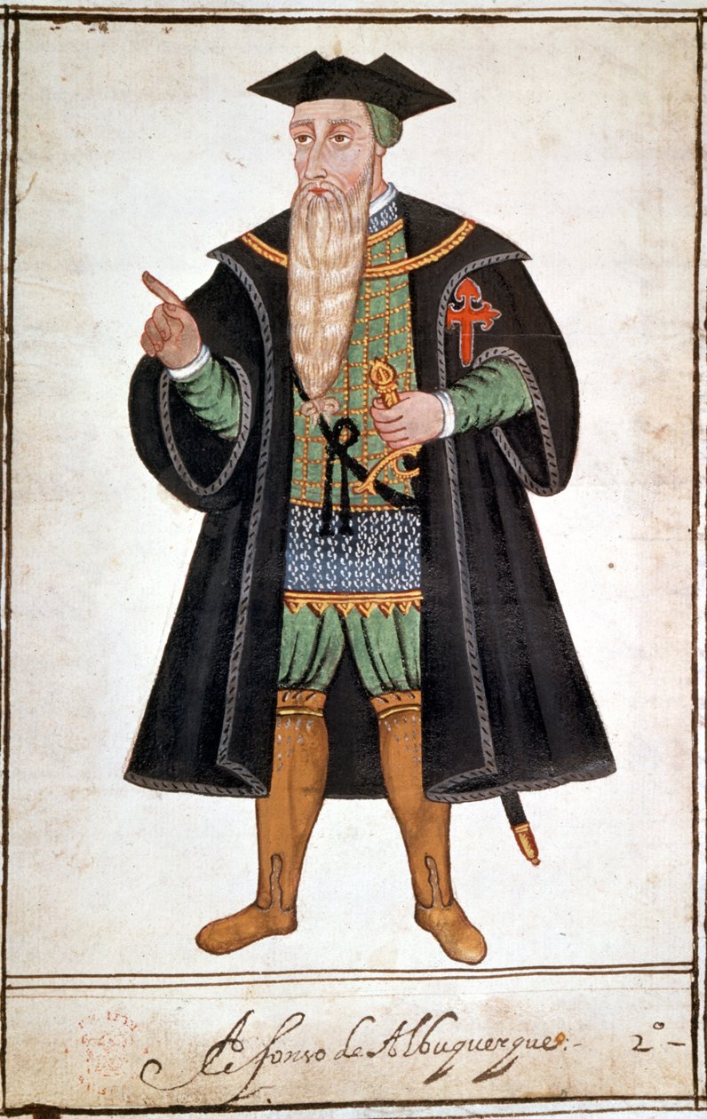 صورة لألفونسو (ألفونسو أو أفونسو) لألبوكيرك (1453 - 1515). مخطوطة بقلم بيدرو فاريتو دي ريسيندا. القرن السادس عشر. بواسطة فنان غير معروف