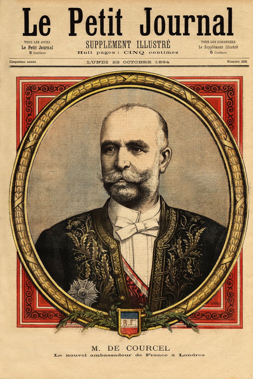 صورة لألفونس شودرون دي كورسيل (1835-1919) ، سياسي فرنسي ، مهنة دبلوماسية ، في ألمانيا (1881-1886) والمملكة المتحدة (1894-1898) ، رئيس مجلس إدارة سكك حديد باريس أورليانز وعضو في أكاديمية الأخلاق وص بواسطة فنان غير معروف