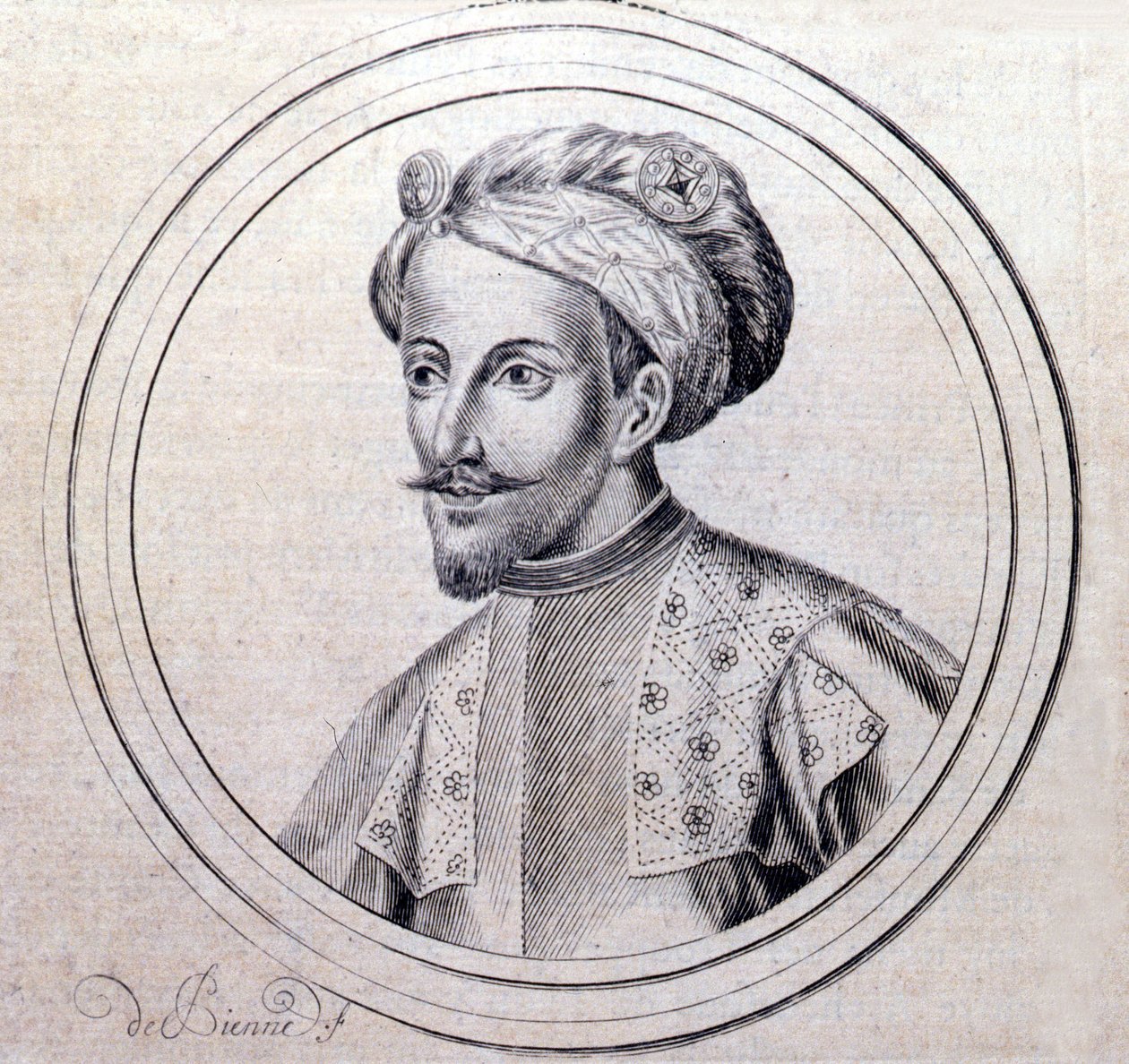 صورة لأميدي الخامس دي سافوي ديت لو غراند (1249 - 1324) (أميديو السادس دي سافويا ديتو إيل غراندي) في "" تاريخ الأنساب لمنزل سافوي الملكي "بقلم صموئيل جويتشينو ، ليون 1660. بواسطة فنان غير معروف
