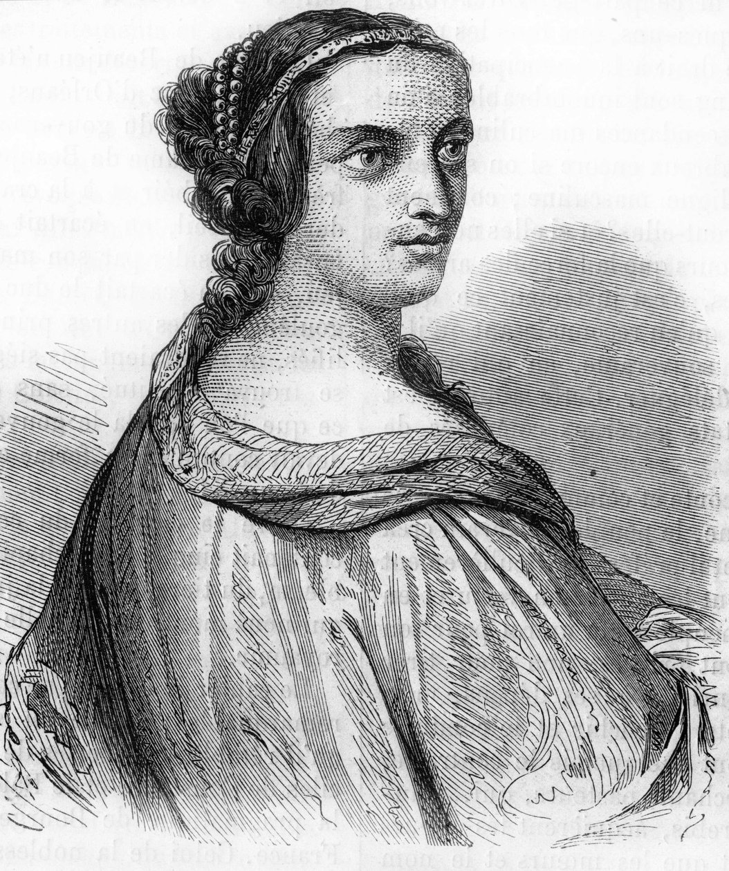 صورة آن دي بوجيو ، آن فرنسا (1462-1522) ، دوقة بوربون ، ابنة لويس الحادي عشر. نقش القرن التاسع عشر.). نقش القرن التاسع عشر. بواسطة فنان غير معروف