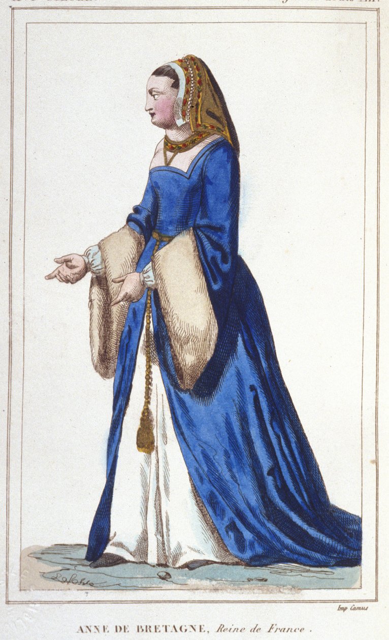 صورة آن أوف بريتاني (1476-1514) ، ملكة فرنسا ، زوجة تشارلز الثامن ثم لويس الثاني عشر. محفور من عام 1830 بواسطة فنان غير معروف