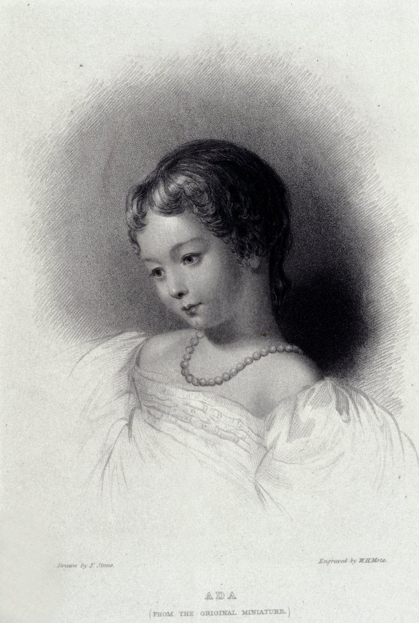 صورة لأوغستا آدا بايرون (1815-1852) التي أصبحت آنا لوفليس ، ابنة الشاعر جورج جوردون بايرون. نقش القرن التاسع عشر. بواسطة فنان غير معروف