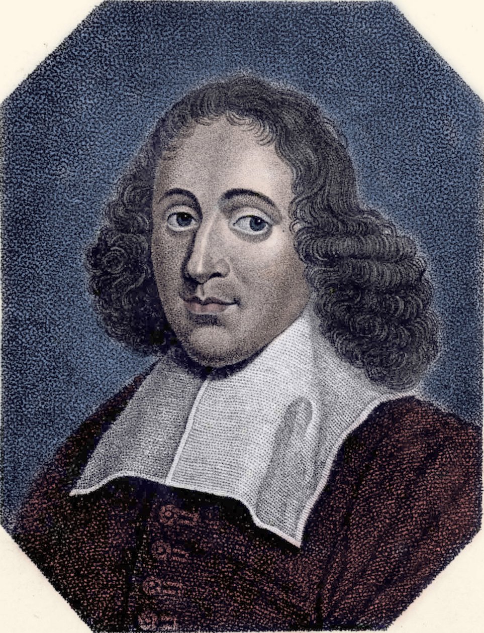 صورة لباروخ دي سبينوزا (1632 - 1677) الفيلسوف الهولندي ، المعروف أيضًا باسم بينتو دي إسبينوزا أو بينيديكتوس دي سبينوزا أو بينوا دي سبينوزا. نقش بواسطة فنان غير معروف