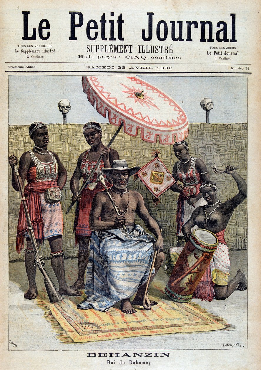 صورة لبيهانزين (1844-1900) ، ملك داهومي (بنين) - في "" لو بيتيت جورنال "بتاريخ 23/4/1892 بواسطة فنان غير معروف