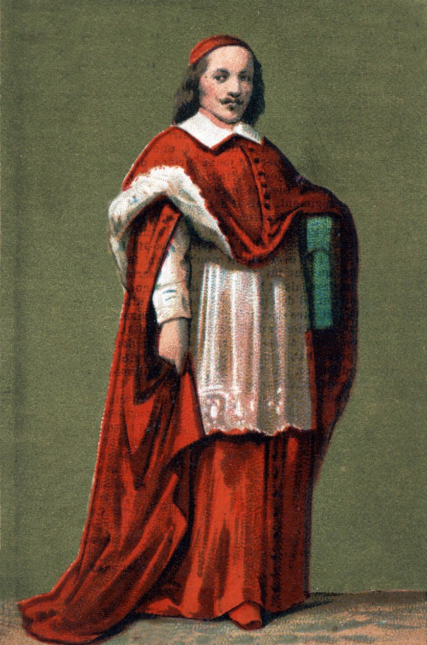 صورة للكاردينال جول مازارين (جوليو ريموندو مازارين أو مازارينو) (1602-1661) نقش 1854. بواسطة فنان غير معروف