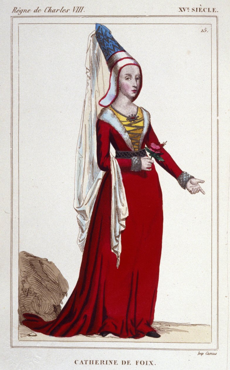 صورة لكاثرين دي نافار (أو كاثرين دي فوا) 1468-1517 ، ملكة نافارا. نقش من عام 1830. بواسطة فنان غير معروف