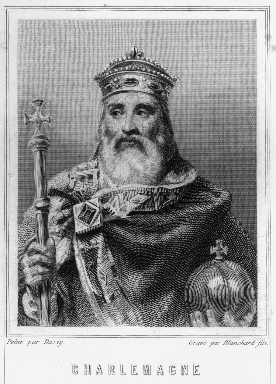 صورة شخصية لشارلمان (742 - 814) ، ملك فرنسا - في "Histoire des Français" للافالي ، نقش ، بدون تاريخ. بواسطة فنان غير معروف
