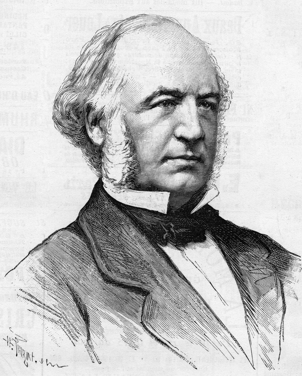صورة شخصية للمهندس الفرنسي تشارلز بيرجيرون (1808-1883) ، حرفي عظيم لتحول طرق باريس ، في "" Le Monde Illustré 1885 "". بواسطة فنان غير معروف