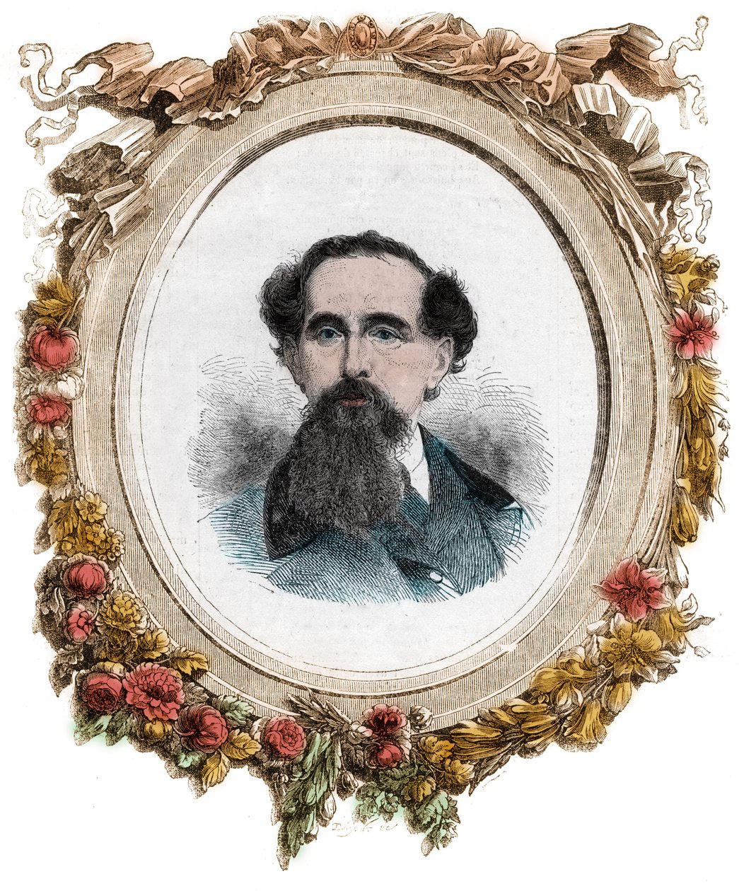 صورة لتشارلز ديكنز (1812-1870) روائي إنجليزي ، نقش بواسطة فنان غير معروف