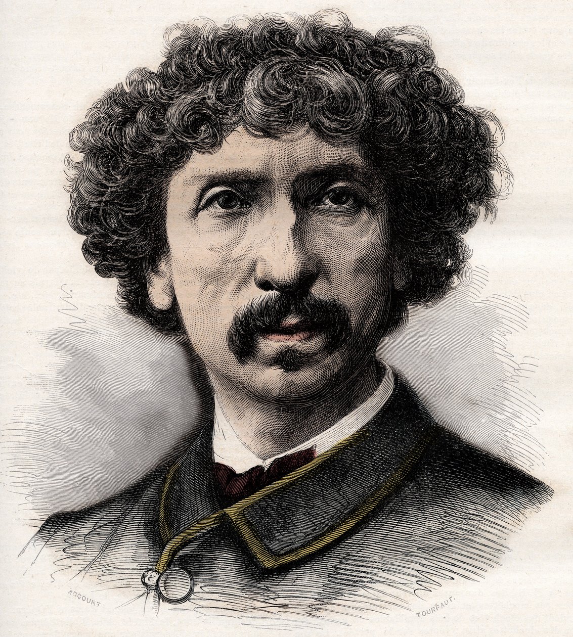 صورة شخصية لشارل غارنييه (1825-1898) ، مهندس معماري فرنسي - نقش في جريدة أسبوعية مصورة "La musique populaire" "- 1882 بواسطة فنان غير معروف