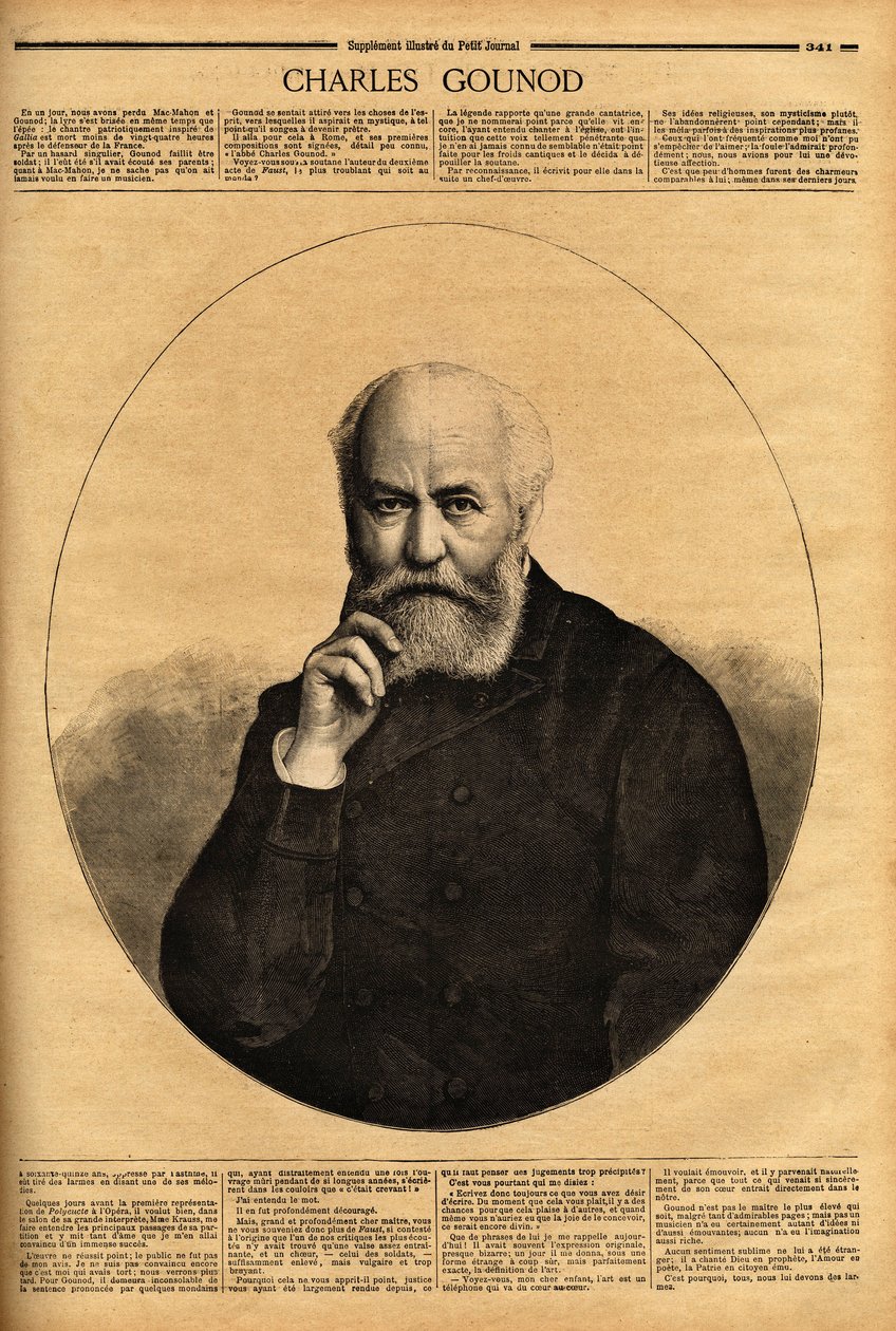 صورة تشارلز جونود (1818-1893) ، مؤلف موسيقي فرنسي ، اشتهر بأوبرا (فاوست عام 1859 ، روميو وجولييت عام 1867) ، كما قام بتأليف سيمفونيات وألحان عديدة لقصائد ألفريد دي موسيه (1810-1857) و فيكتور هوغو (1802-1885). المهندس بواسطة فنان غير معروف