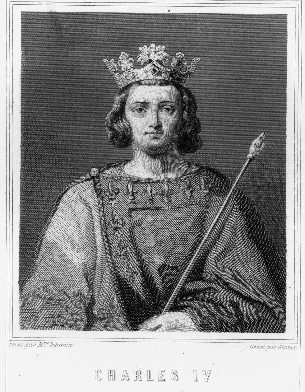 صورة لشارل الرابع بيل (1294 - 1328) ، ملك فرنسا - في "Histoire des Français" للافالي ، نقش ، sd. بواسطة فنان غير معروف