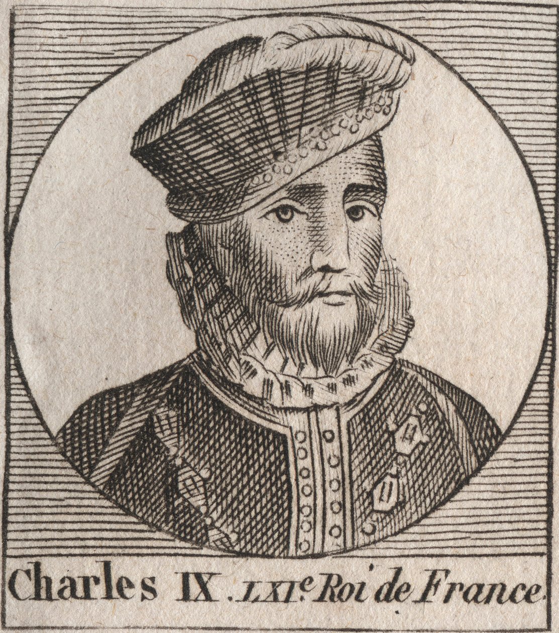 صورة شخصية لتشارلز التاسع (1550-1574) ، ملك فرنسا - تشارلز التاسع ملك فرنسا من 1560 إلى 1574 - نقش من "Instruction sur l'Histoire de France" "لتشارلز كونستانت لو تيلير 1821 بواسطة فنان غير معروف