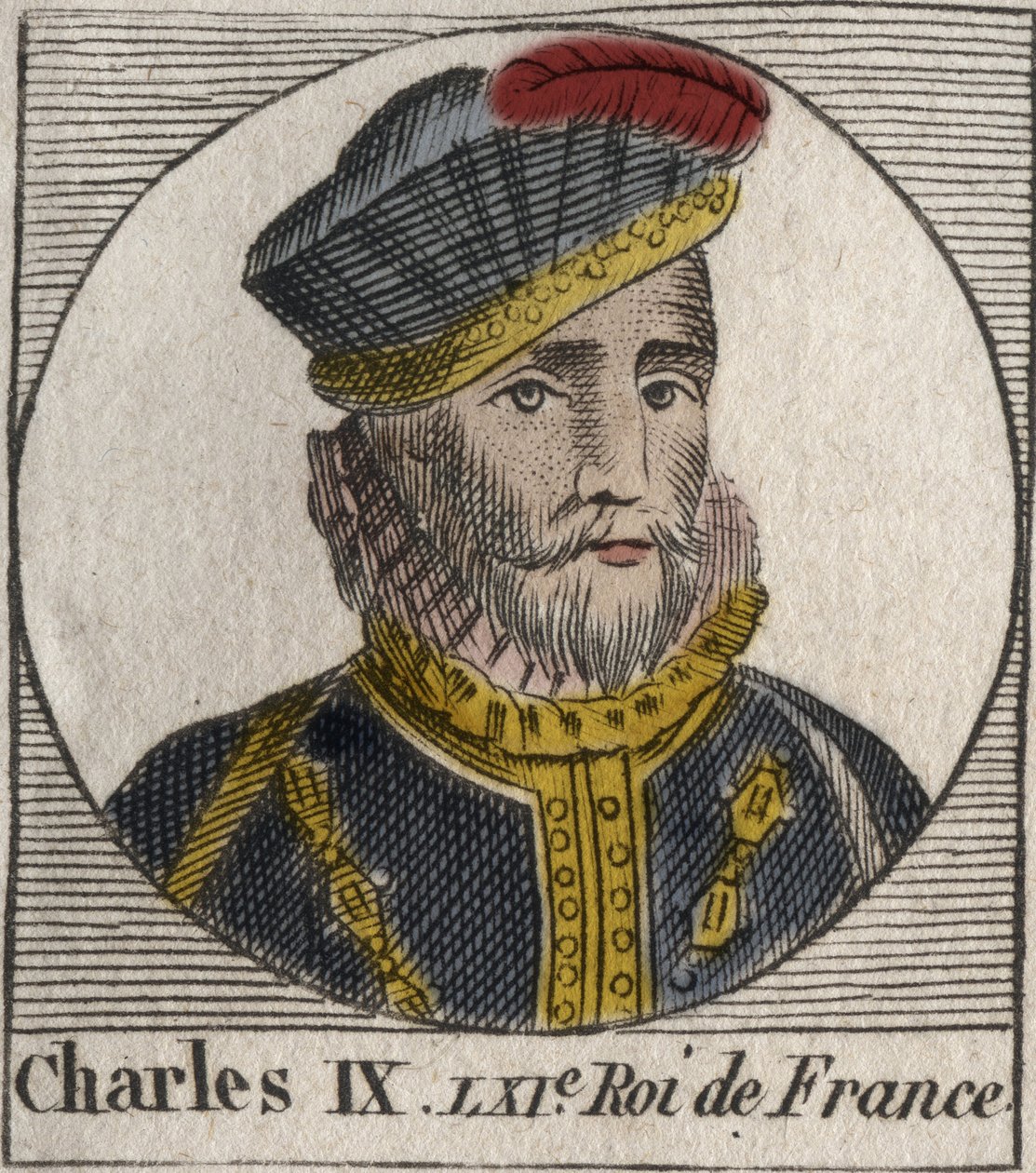 صورة شخصية لتشارلز التاسع (1550-1574) ، ملك فرنسا - تشارلز التاسع ملك فرنسا من 1560 إلى 1574 - نقش من "Instruction sur l'Histoire de France" "لتشارلز كونستانت لو تيلير 1821 بواسطة فنان غير معروف