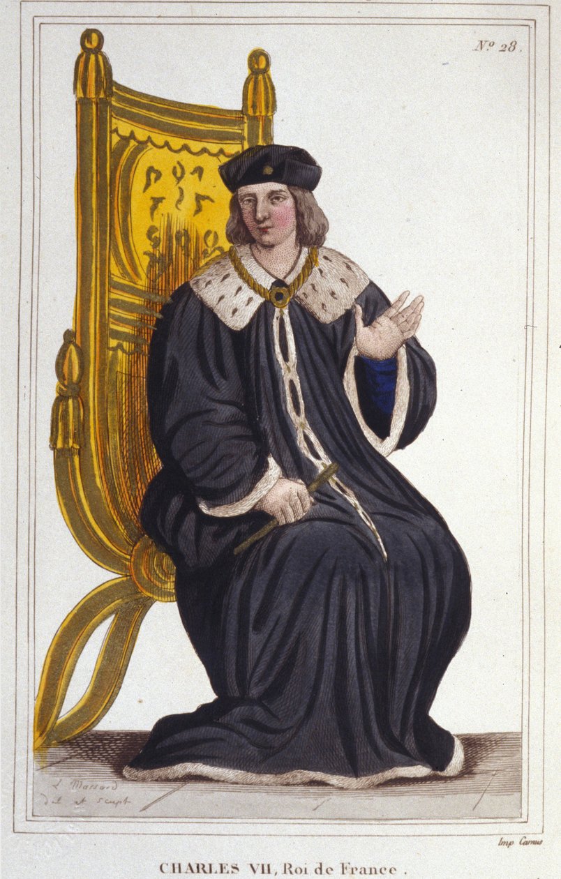 صورة لتشارلز السابع (1403 - 1461) ، نقش ملك فرنسا عام 1830 بواسطة فنان غير معروف