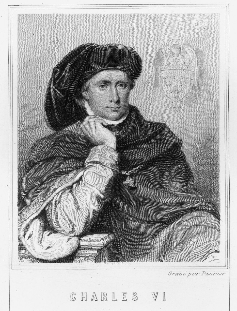 صورة شارل السادس الحبيب أو فو (1368 - 1422) ، ملك فرنسا - في "Histoire des Français" للافالي ، نقش ، sd. بواسطة فنان غير معروف
