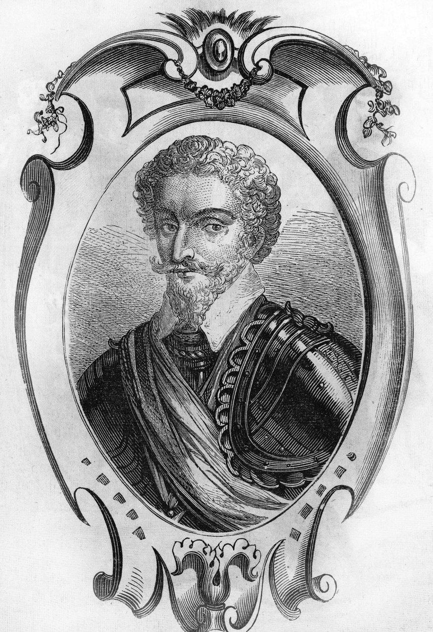 صورة شخصية لتشارلز دي جونتوت ، البارون ، ثم دوق بيرون (1562 إلى 1602). ماريشال دو فرانس. نقش 1866. بواسطة فنان غير معروف
