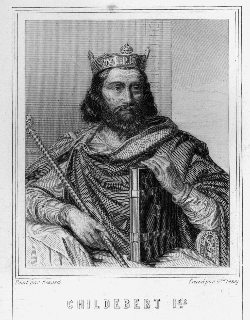 صورة تشيلديبيرت الأول (ضد 495 - 558) ، ملك باريس - في "Histoire des Français" للافالي ، نقش ، sd. بواسطة فنان غير معروف