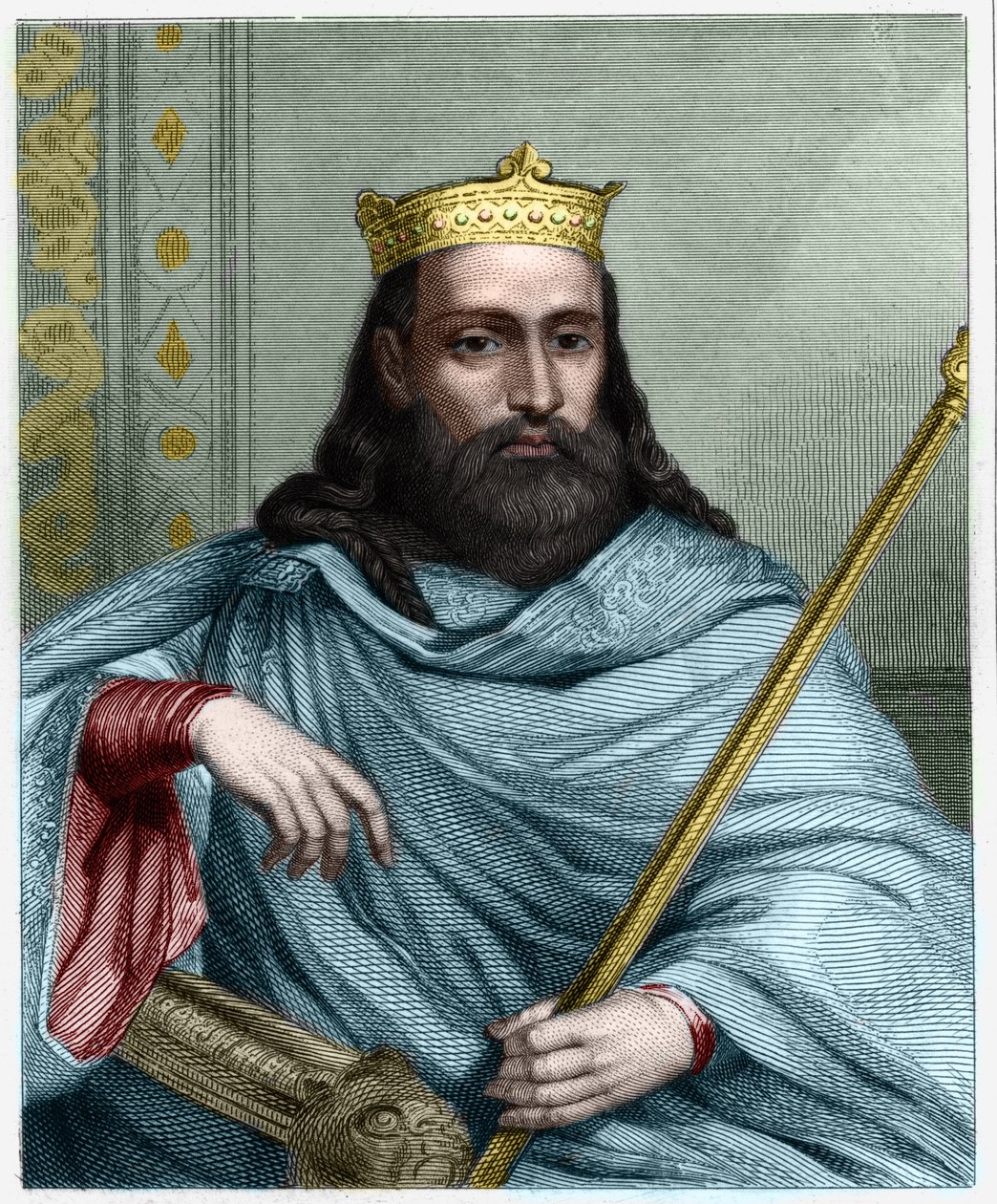 صورة لكلوتاير (كلوثير) الأول (497-561) ، ملك نيوستريا وملك الفرنجة - في "Histoire des Francais" بواسطة Lavallee ، نقش ، sd. بواسطة فنان غير معروف
