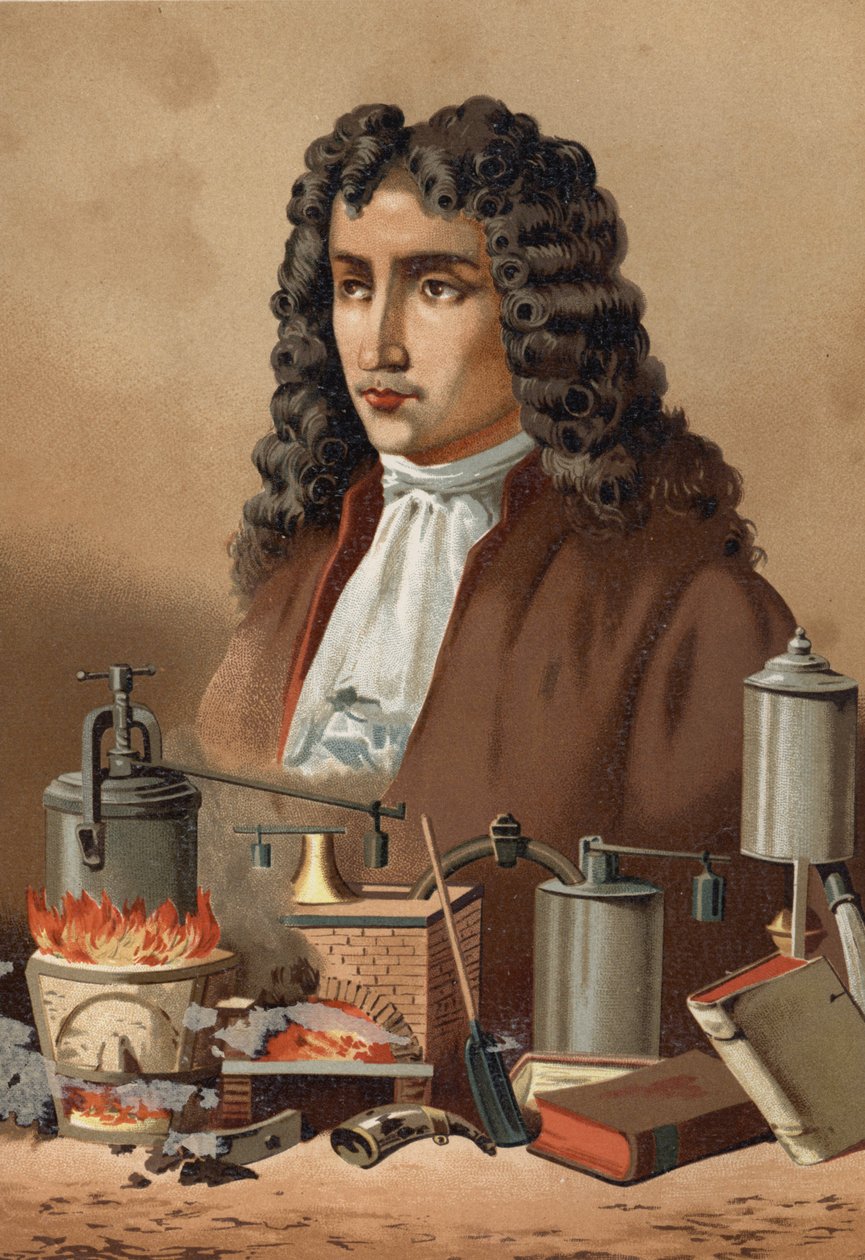 صورة لدينيس بابين (1647 - 1714) من "العلم ورجاله" للويس فيغير. برشلونة 1881 بواسطة فنان غير معروف