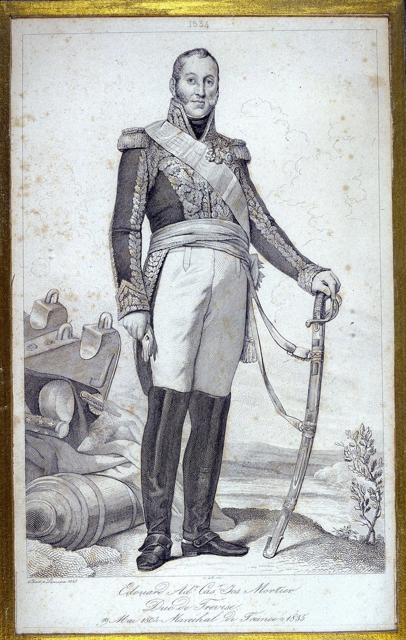 صورة لإدوار أدولف كازيمير جوزيف مورتييه ، دوق تريفيز (1768-1835) ، ماريشال فرنسا. نقش القرن التاسع عشر. بواسطة فنان غير معروف