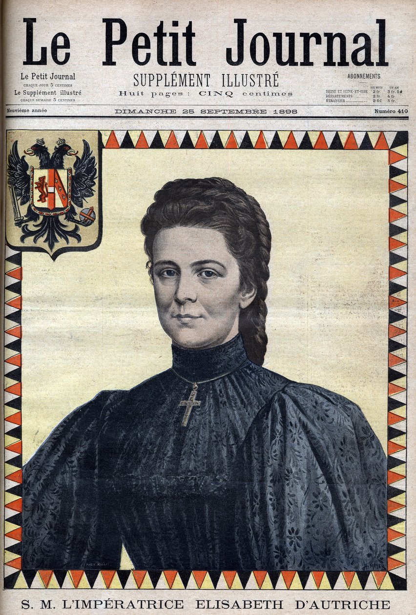 صورة إليزابيث النمساوية (سيسي) - في "" مجلة بيتيتي "بتاريخ 25/09/1898 بواسطة فنان غير معروف