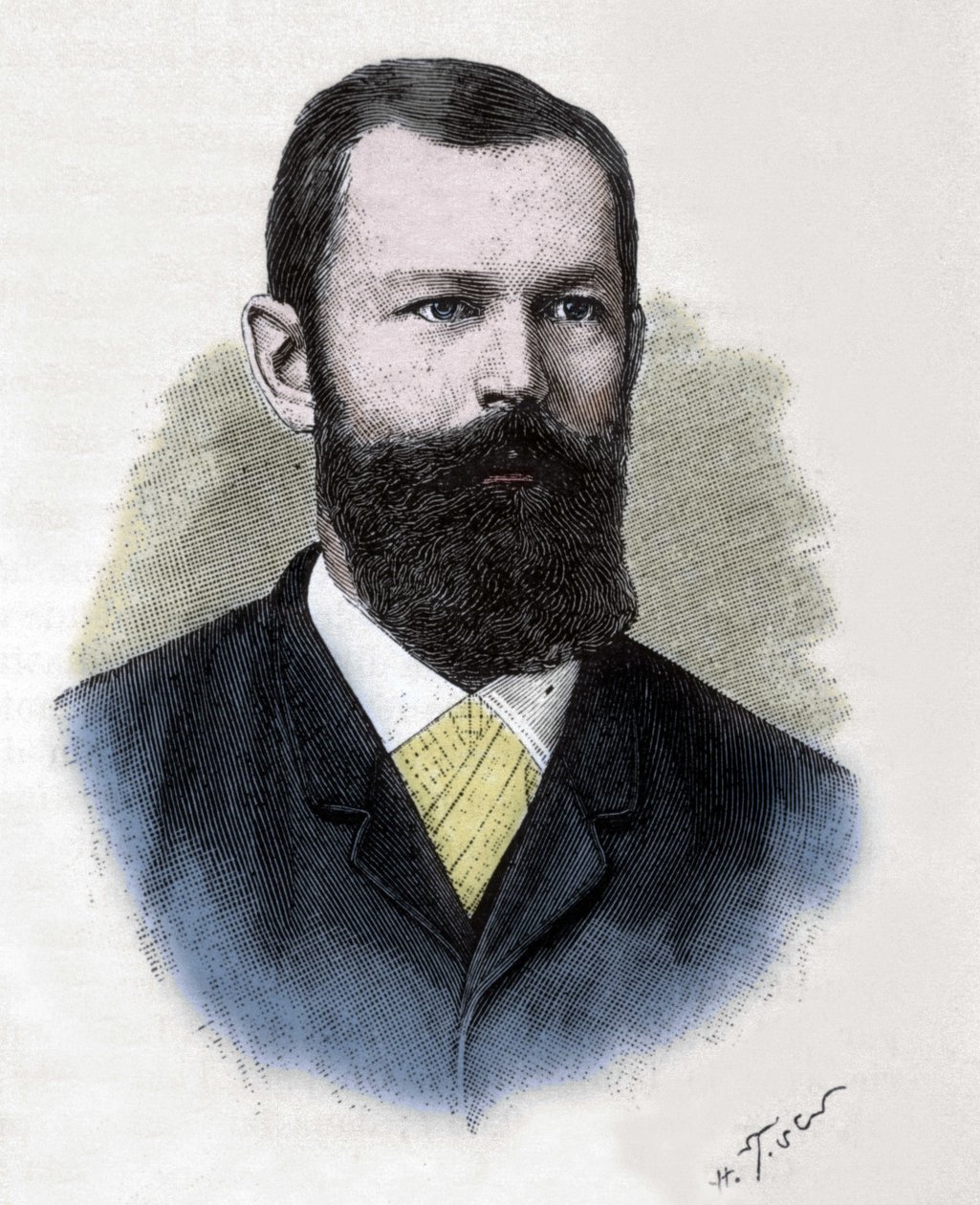 صورة لإميل هيرمان فيشر (1852-1919). كيميائي ألماني. بواسطة فنان غير معروف