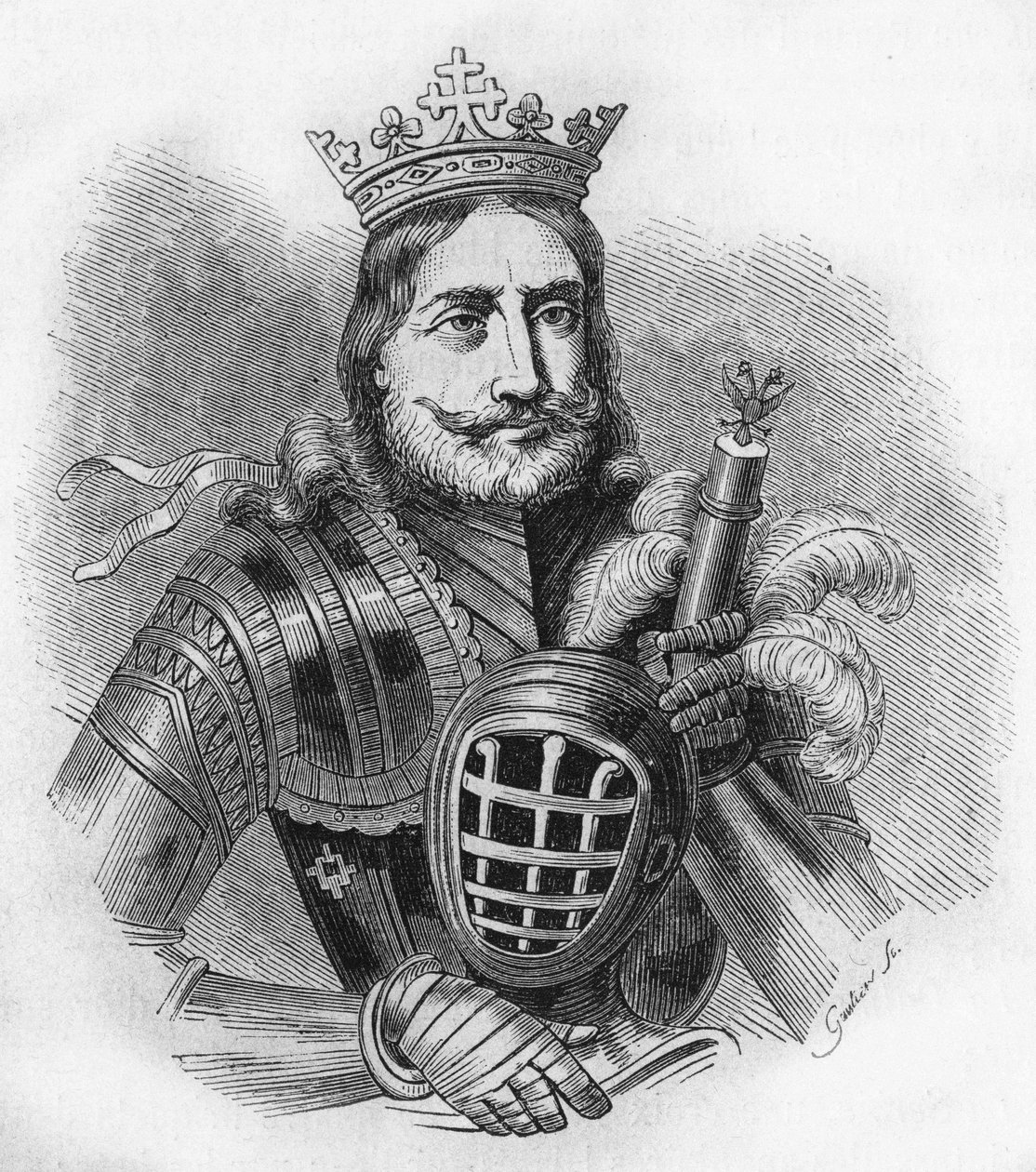 صورة شخصية لـ Etienne IX UroU IV DuUan بالفرنسية ، Etienne Douchan (1308 إلى 1355). الملك ثم قيصر الصرب. نقش 1840. بواسطة فنان غير معروف