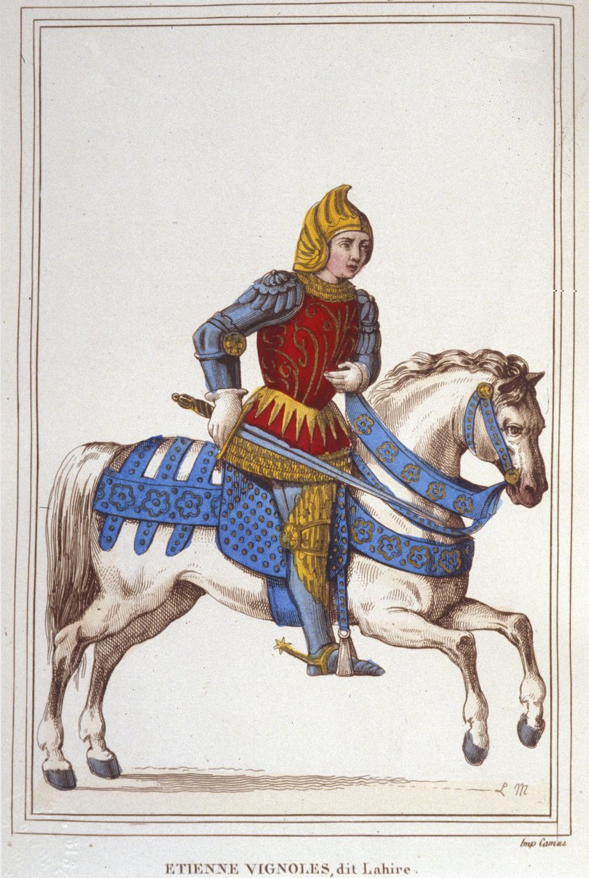 صورة شخصية لـ Etienne de Vignoles أو Vignolles dit La Hire (لاهير). حربية فرنسية 1390-1443 نقش عام 1830 بواسطة فنان غير معروف