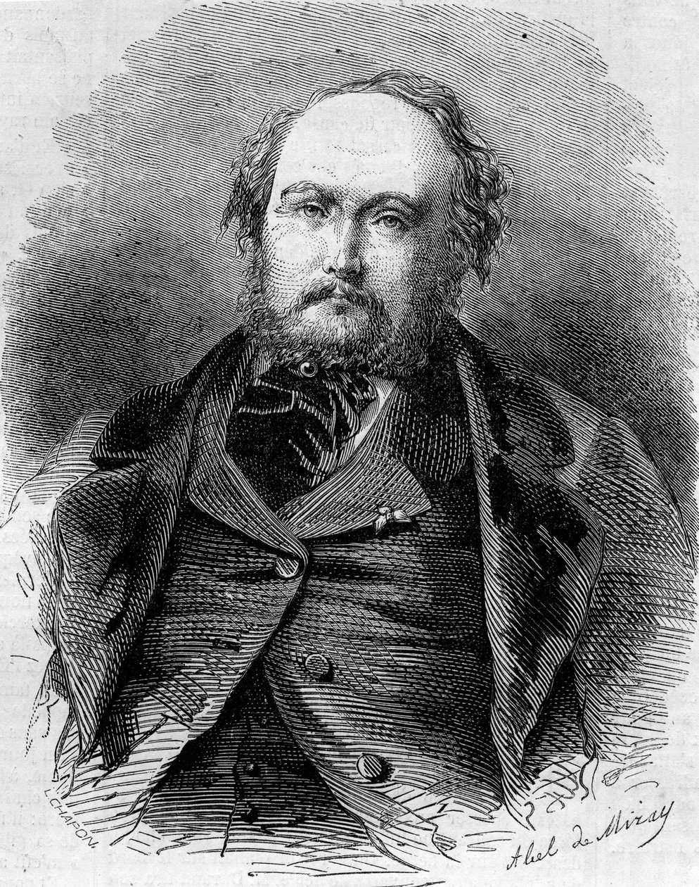 صورة يوجين جينوت (1812-1861) ، صحفي فرنسي وروائي وكاتب مسرحي. يُعرف أيضًا باسم بيير دوراند وبول فيرموند. نقش في "" Le Monde Illustré "" رقم 202 بتاريخ 23 فبراير 1861. بواسطة فنان غير معروف