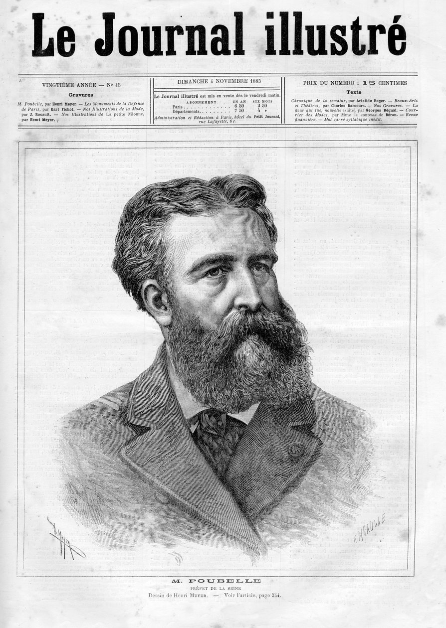 صورة يوجين رينيه بوبيلي (1831 - 1907) ، موظف حكومي فرنسي ومسؤول عن نهر السين - غلاف "المجلة المصورة" لعام 1883 بواسطة فنان غير معروف