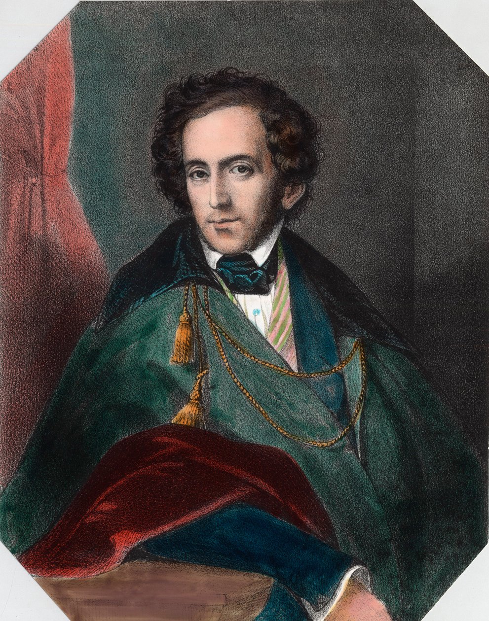 صورة فيليكس مندلسون (1809 - 1847) ، قائد ومؤلف موسيقي ألماني. نقش القرن التاسع عشر. مجموعة خاصة. بواسطة فنان غير معروف