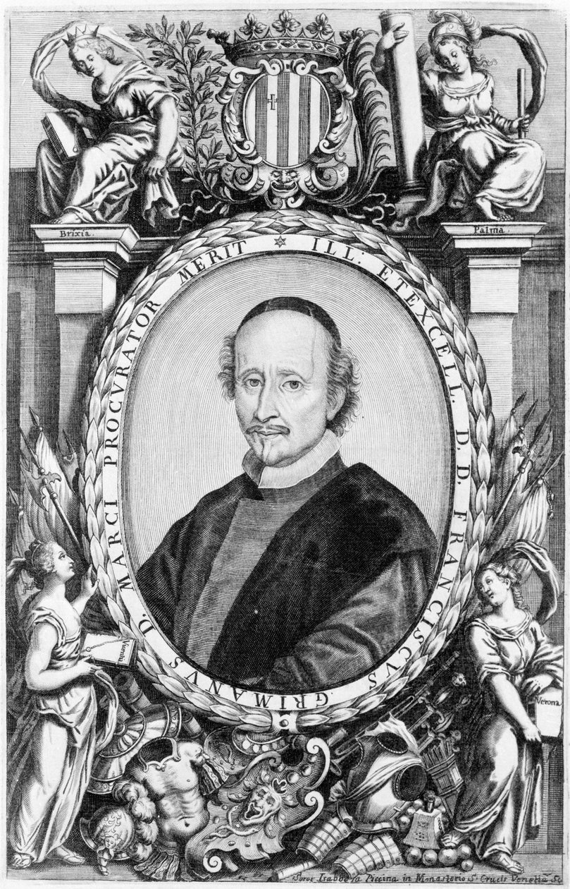 Portrait of Francesco Grimani, Venetian ecclesiastic of the 16th century. He was bishop and patriarch of Venice. Engraving بواسطة فنان غير معروف