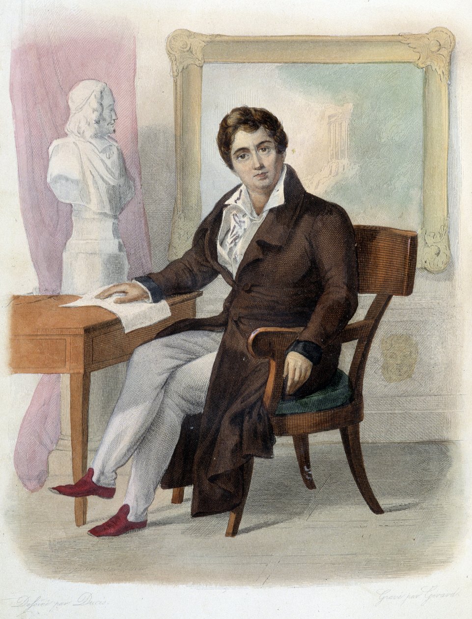 صورة لفرنسوا جوزيف (فرانسوا جوزيف) تالما (1763-1826) ، الممثل الكوميدي الفرنسي. في Ed. Mennechet ، "" Le Plutarque francais " بواسطة فنان غير معروف