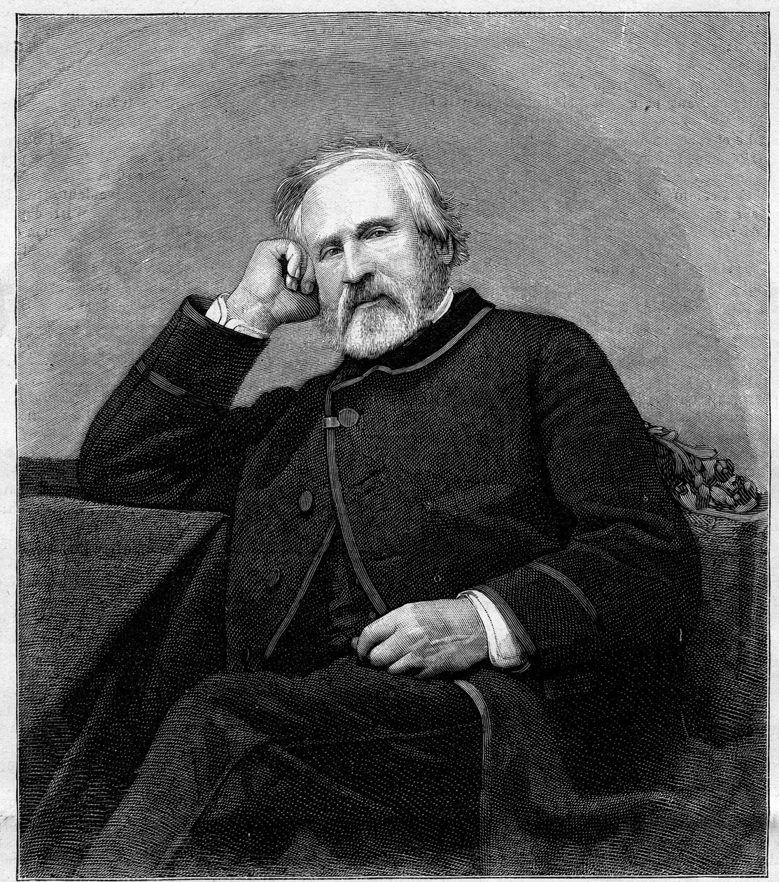 صورة لفرانسوا أوغست بيارد (1798-1882) ، رسام فرنسي. نقش في "" Le Monde Illustré "" رقم 1318 بتاريخ 1 يوليو 1882. بواسطة فنان غير معروف