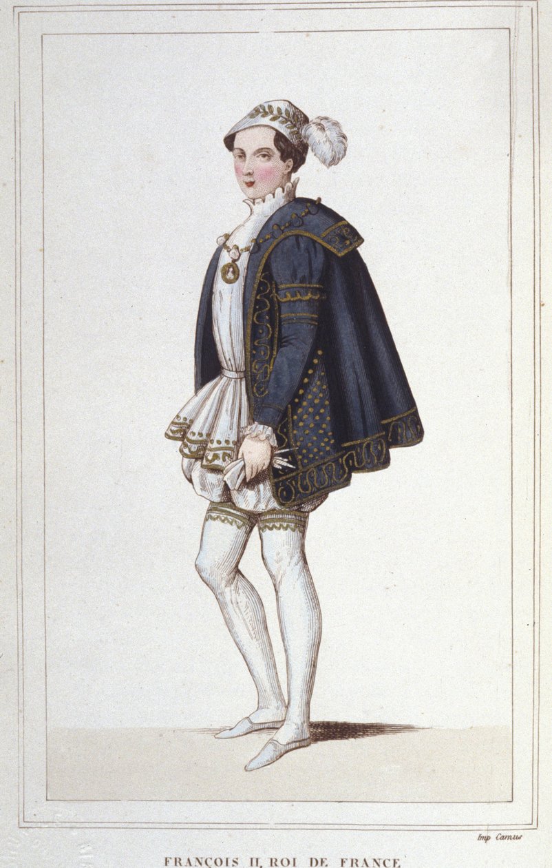 صورة لفرنسوا الثاني (1544 - 1560) ملك فرنسا نقش من عام 1830 بواسطة فنان غير معروف