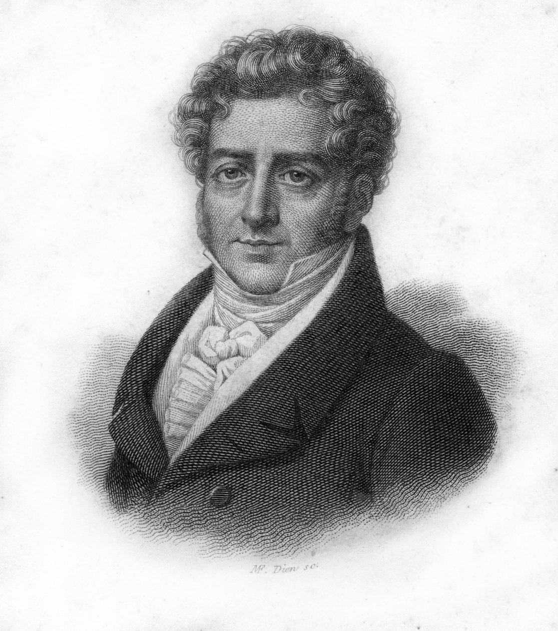 صورة لفرانسوا أدريان بوليديو (1775 - 1834) ، مؤلف موسيقي فرنسي ، نقش من القرن التاسع عشر بواسطة فنان غير معروف